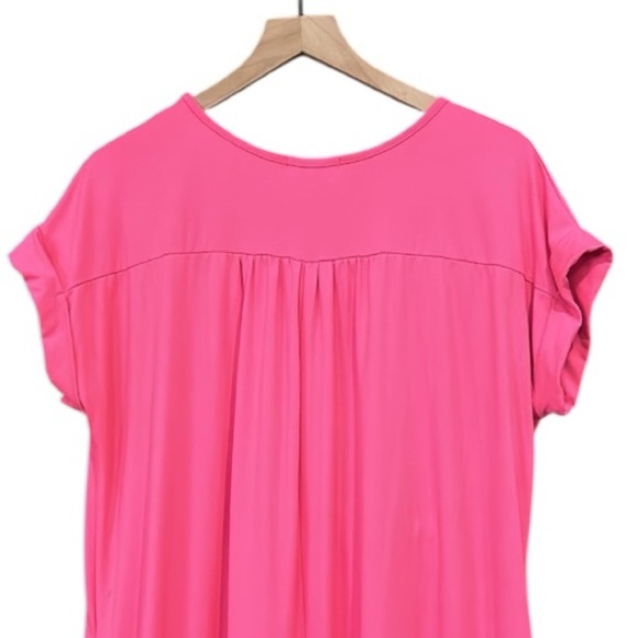 Jess Lea Casual Loose Fit Short Sleeve V-Neck Split Hem Maxi Dress Pink Large - Picture 9 of 10